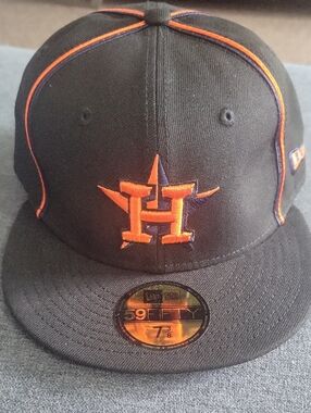 New Era Houston Astros Black and Orange Fitted Baseball Cap
